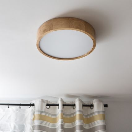 Brilagi - Luminaria de techo LED CARVALHO LED/36W/230V, acabado roble, diámetro 37,5 cm
