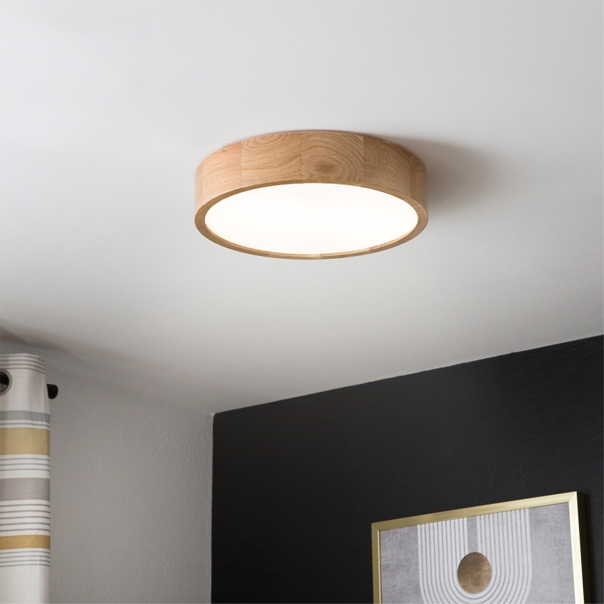 Brilagi - Luminaria de techo LED CARVALHO LED/36W/230V, acabado roble, diámetro 37,5 cm