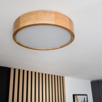 Brilagi - Luminaria de techo LED CARVALHO LED/36W/230V, acabado roble, diámetro 37,5 cm