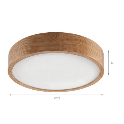 Brilagi - Luminaria de techo LED CARVALHO LED/36W/230V, acabado roble, diámetro 37,5 cm