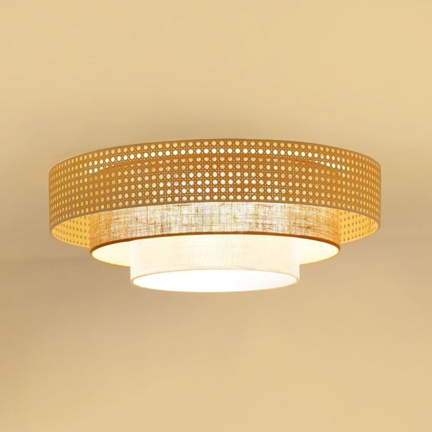 Brilagi - Luminaria de techo LED CEDAR LUNETA LED/26W/230V Ø 60 cm ratán/marrón/crema