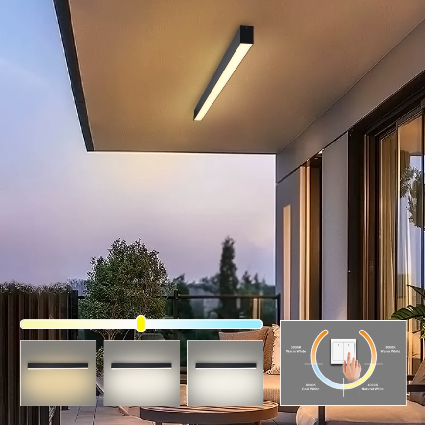 Brilagi - Plafón LED para baño SLEEKLINE LED/40W/230V 3000/4500/6000K negro IP44