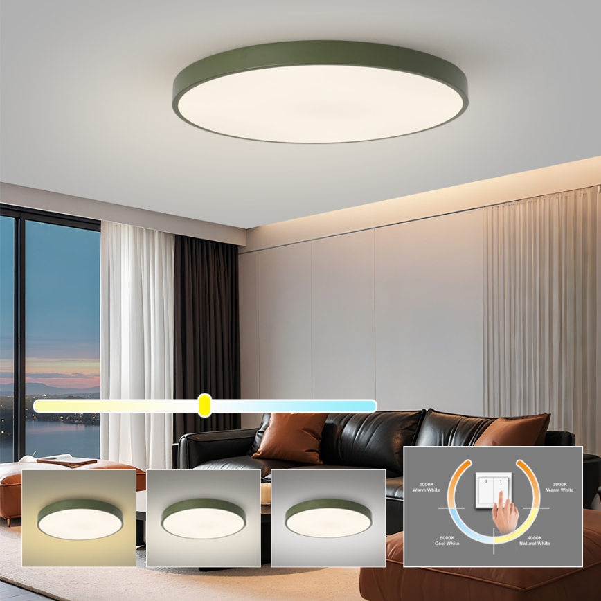 Brilagi - Luminaria de techo LED POOL 100W/230V 3000/4000/6000K Ø 80 cm verde