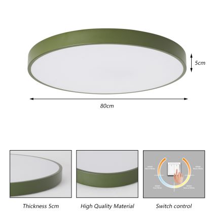 Brilagi - Luminaria de techo LED POOL 100W/230V 3000/4000/6000K Ø 80 cm verde