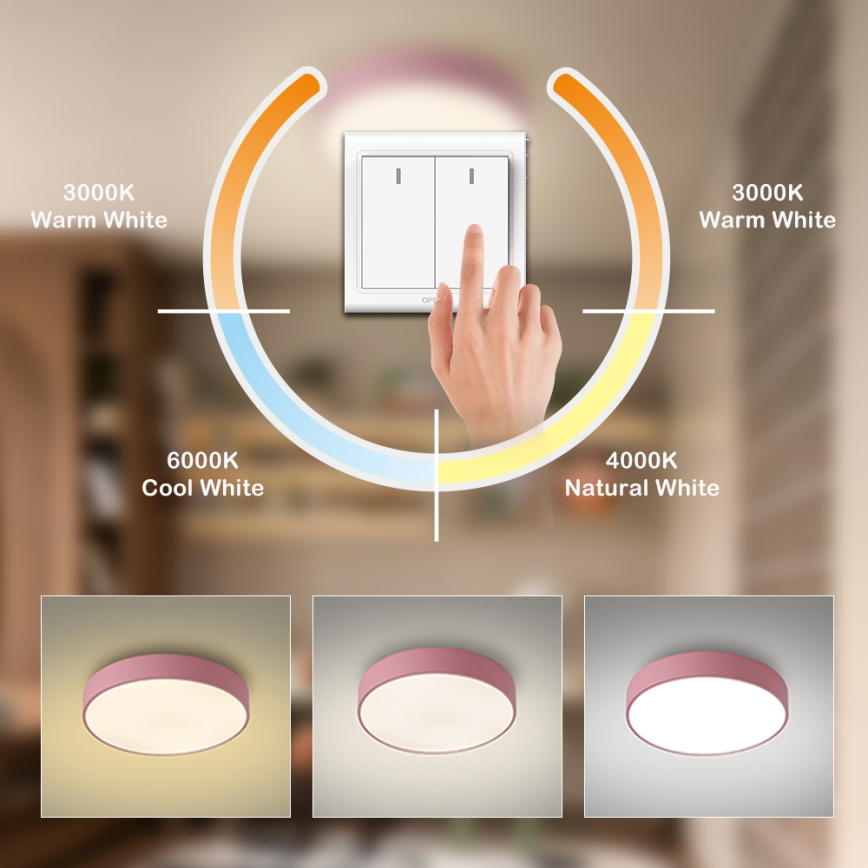 Brilagi - Plafón LED de techo POOL 48 W 230 V 3000/4000/6000 K Ø 40 cm rosa