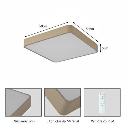 Brilagi - Luminaria de techo LED POOL LED/48W/230V 3000/4500/6000K 50x50 cm beige