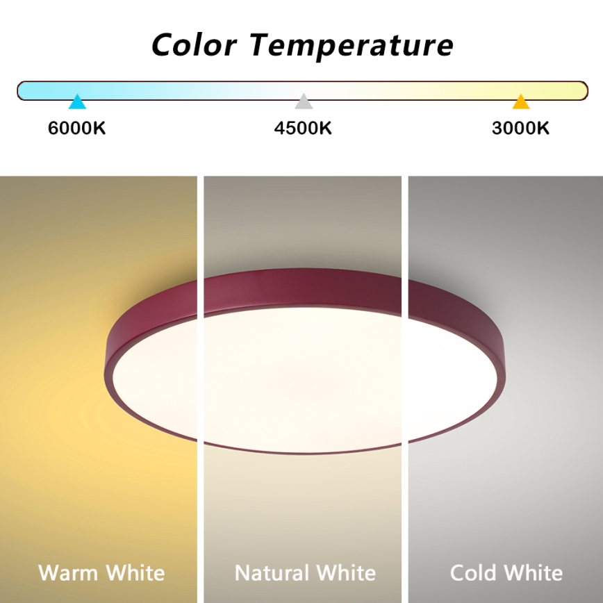 Brilagi - Plafón LED POOL LED/60W/230V 3000/4000/6000K Ø 50 cm burdeos