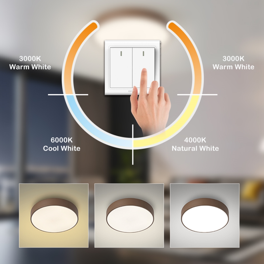 Brilagi - Luminaria de techo LED POOL LED/60W/230V 3000/4000/6000K, diámetro 50 cm, marrón