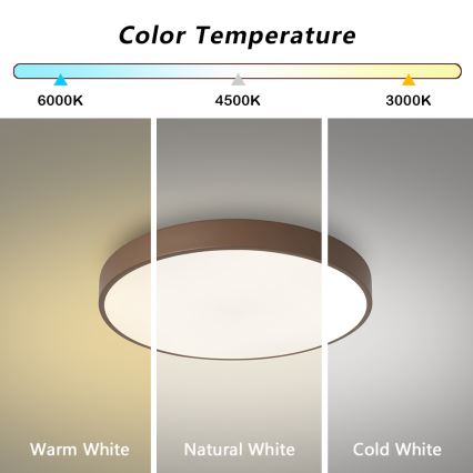 Brilagi - Luminaria de techo LED POOL LED/60W/230V 3000/4000/6000K, diámetro 50 cm, marrón