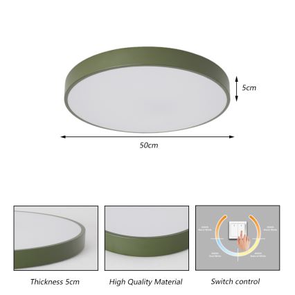 Brilagi - Plafón LED de techo POOL LED/60W/230V 3000/4000/6000K Ø 50 cm verde