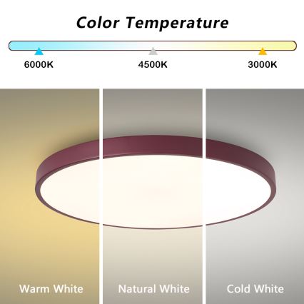Brilagi - Plafón LED de techo POOL LED/60W/230V 3000/4000/6000K Ø 60 cm burdeos
