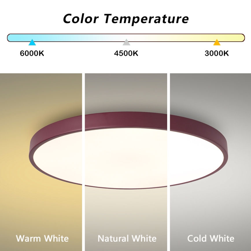 Brilagi - Plafón LED de techo POOL LED/60W/230V 3000/4000/6000K Ø 60 cm burdeos