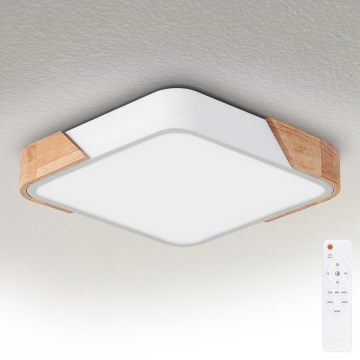 Brilagi - Luminaria de techo LED regulable PILANA LED/48W/230V 3000-6500K roble/blanco 42x42 cm + mando a distancia