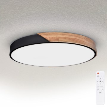 Brilagi - Luminaria de techo LED regulable PILANA LED/60W/230V roble/negro diámetro 58,5 cm + mando a distancia