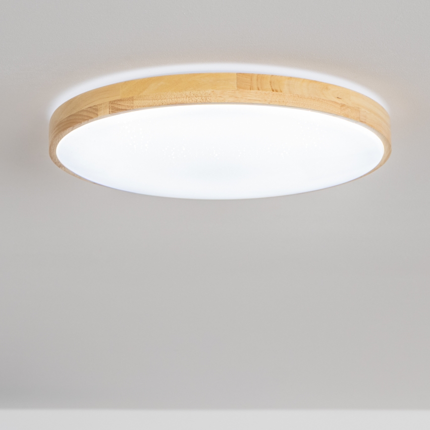 Brilagi - Lámpara de techo LED regulable PINE LED/60W/230V, madera, Ø 52 cm, 3000-6500K + mando a distancia