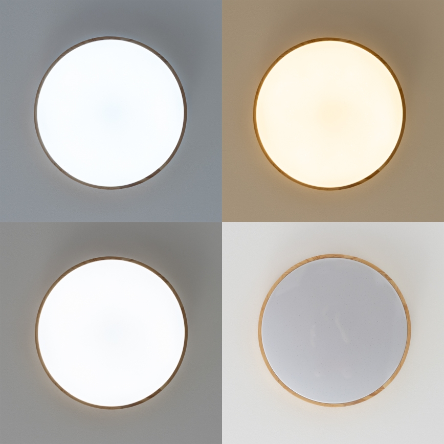 Brilagi - Lámpara de techo LED regulable PINE LED/60W/230V, madera, Ø 52 cm, 3000-6500K + mando a distancia