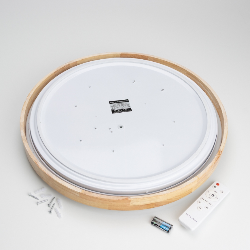 Brilagi - Lámpara de techo LED regulable PINE LED/60W/230V, madera, Ø 52 cm, 3000-6500K + mando a distancia