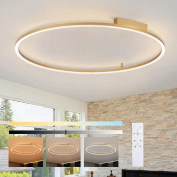 Brilagi - Luminaria de techo LED regulable PORTOFINO LED/85W/230V 3000-6000K, diámetro 120 cm, dorado + mando a distancia