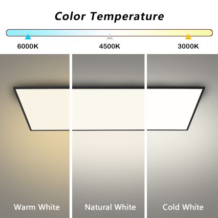 Brilagi - Luminaria de techo LED regulable SLIMFRAME LED/80W/230V 120x60 cm 3000-6000K negra + mando a distancia