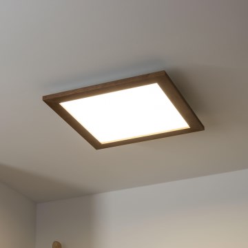 Brilagi - Luminaria de techo LED regulable SLIMFRAME WOOD LED/36W/230V 49,5x49,5 cm 3000-6000K marrón oscuro + mando a distancia