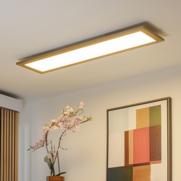 Brilagi - Luminaria de techo LED regulable SLIMFRAME WOOD LED/58W/230V 124x34 cm 3000-6000K marrón + mando a distancia