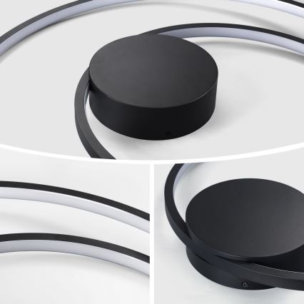 Brilagi - Lámpara de techo LED regulable TWISTER LED/48W/230V 3000-6000K diámetro 50 cm negra + mando a distancia