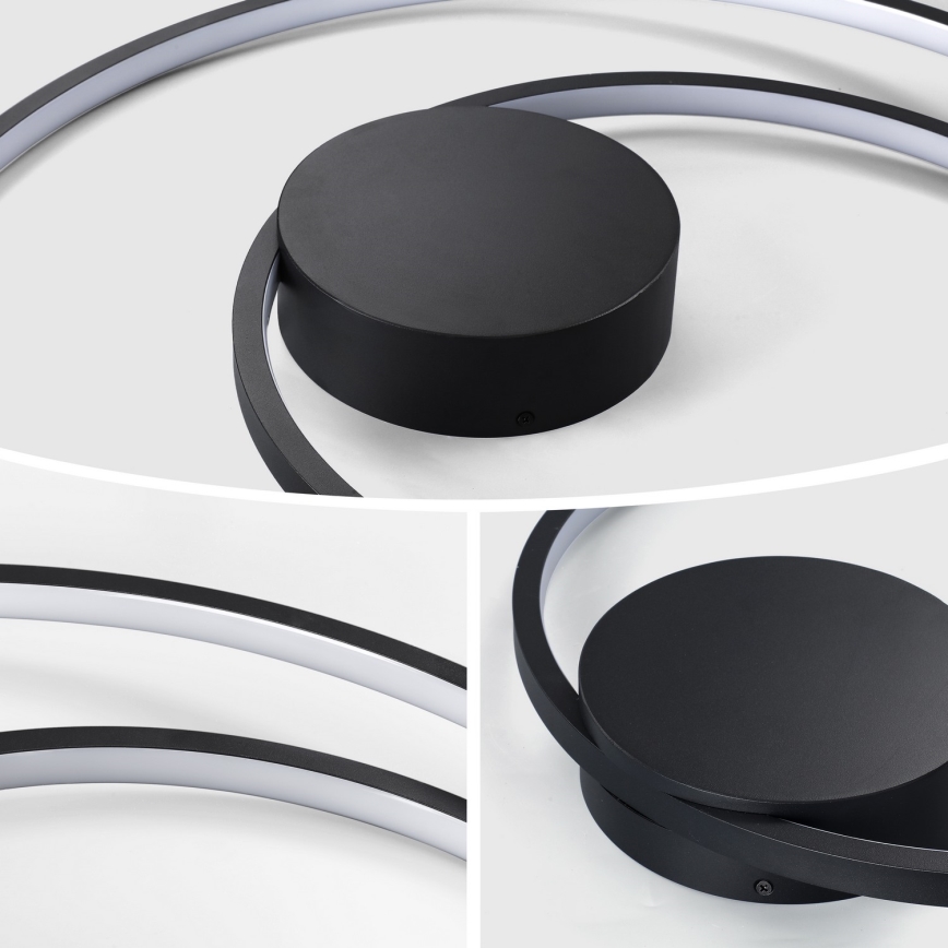 Brilagi - Lámpara de techo LED regulable TWISTER LED/48W/230V 3000-6000K diámetro 50 cm negra + mando a distancia