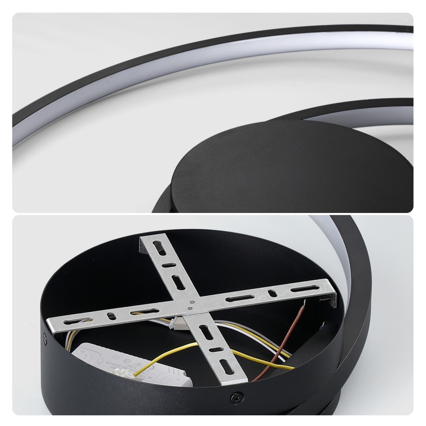 Brilagi - Lámpara de techo LED regulable TWISTER LED/48W/230V 3000-6000K diámetro 50 cm negra + mando a distancia