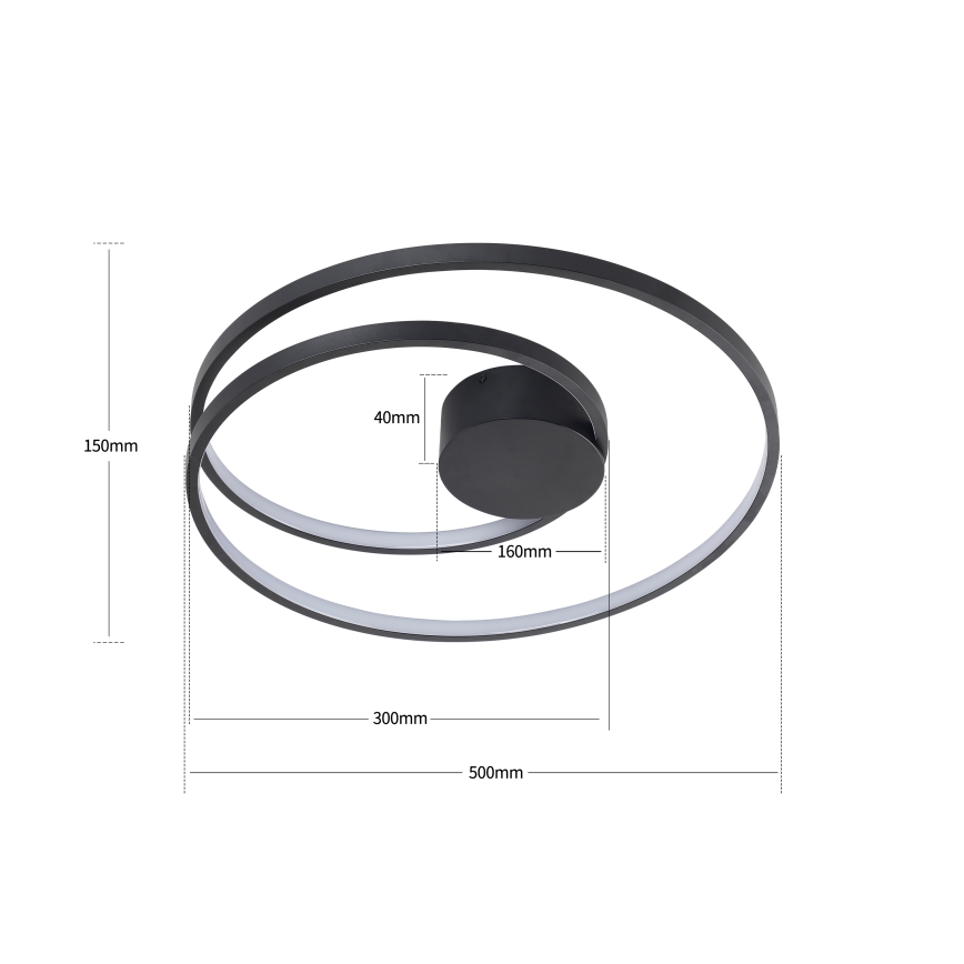 Brilagi - Lámpara de techo LED regulable TWISTER LED/48W/230V 3000-6000K diámetro 50 cm negra + mando a distancia