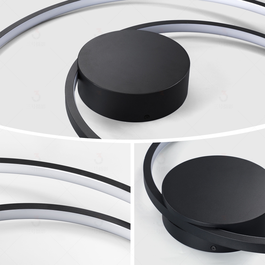 Brilagi - Luminaria LED de techo regulable TWISTER LED/75W/230V 3000-6000K Ø 70 cm negra + mando a distancia