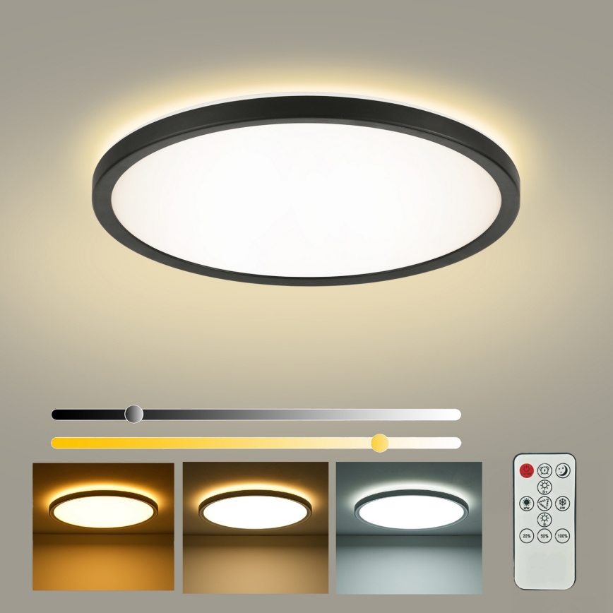 Brilagi - Luminaria de techo LED regulable ULTRA DELGADA LED/24W/230V 2700-6500K Ø 42 cm negra + mando a distancia