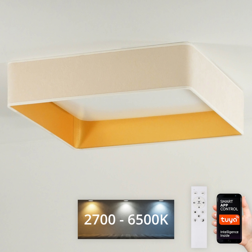 Brilagi - Luminaria de techo LED regulable VELVET SQUARE SMART LED/36W/230V 60x60 cm 2700-6500K Wi-Fi Tuya + control remoto color crema