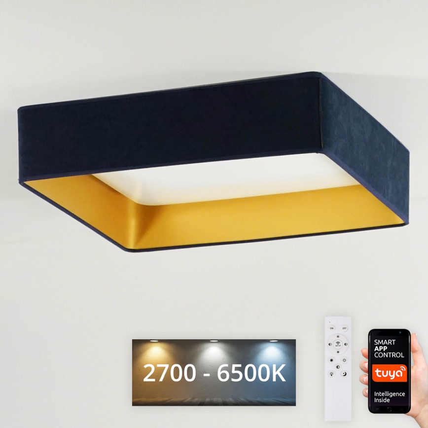 Brilagi - Luminaria de techo LED regulable VELVET SQUARE SMART LED/36W/230V 60x60 cm 2700-6500K Wi-Fi Tuya + mando a distancia azul oscuro