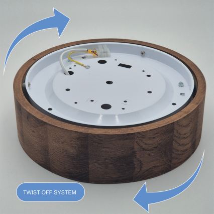 Brilagi - Luminaria de techo LED RGBW regulable CARVALHO 1xE27/15W/230V 2700-6500K Wi-Fi roble, diámetro 27,5 cm