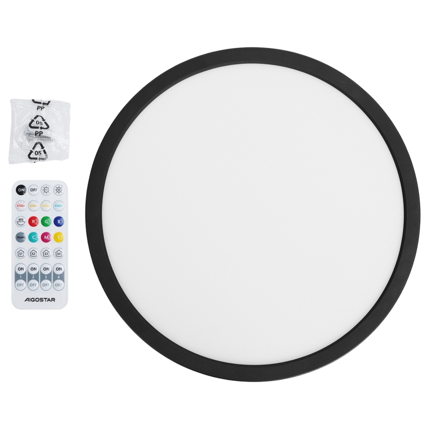 Brilagi - LED RGBW Luminaria de techo regulable VIBE LED/24W/230V 3000-6500K Ø 29 cm negra + mando a distancia