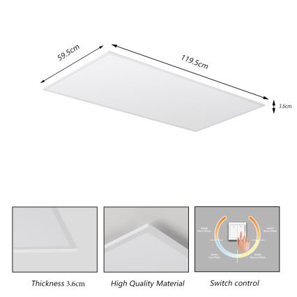 Brilagi - Luminaria de techo LED SLIMFRAME LED/80W/230V 120x60 cm 3000/4000/6000K blanca