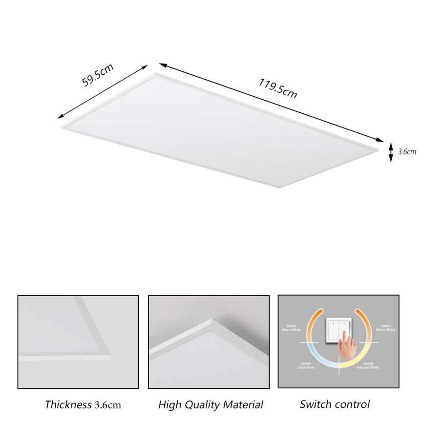 Brilagi - Luminaria de techo LED SLIMFRAME LED/80W/230V 120x60 cm 3000/4000/6000K blanca