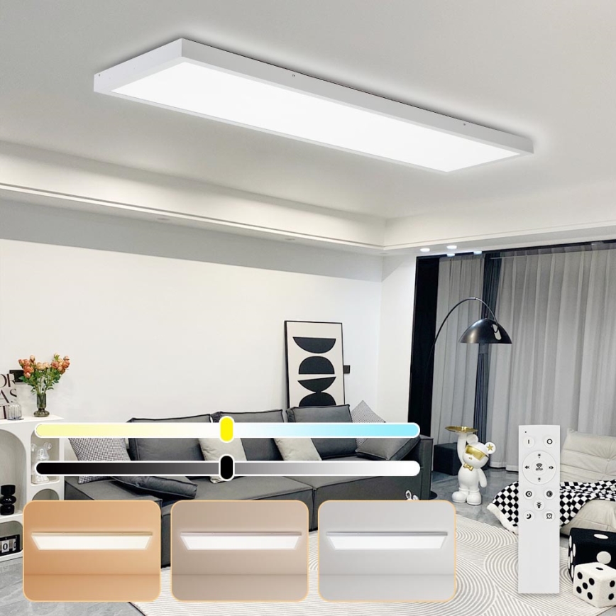 Brilagi - Luminaria de techo para baño LED regulable FRAME SMART LED/50W/230V 120x30 cm 3000-6000K IP44 blanca + control remoto