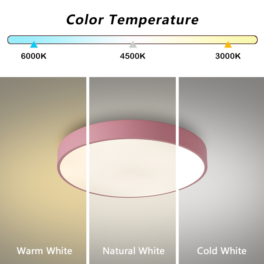 Brilagi - Plafón LED POOL/36W/230V 3000/4000/6000K Ø 30 cm, rosa
