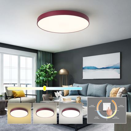 Brilagi - Lámpara de techo LED POOL LED/60W/230V 3000/4000/6000K Ø 60 cm burdeos