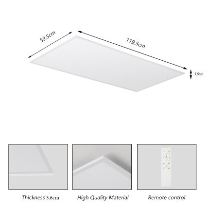 Brilagi - Plafón LED regulable SLIMFRAME LED/80W/230V 120x60 cm 3000-6000K blanco + mando a distancia