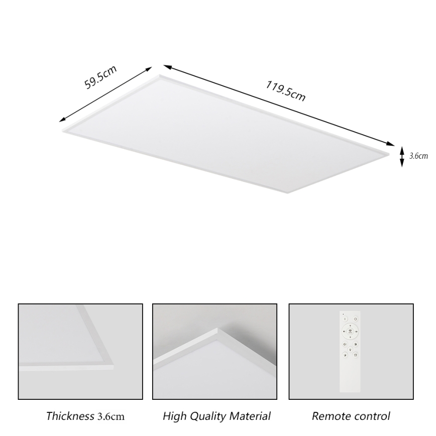 Brilagi - Plafón LED regulable SLIMFRAME LED/80W/230V 120x60 cm 3000-6000K blanco + mando a distancia