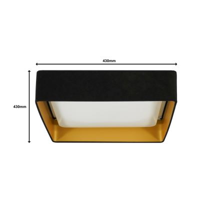 Brilagi - Plafón LED VELVET SQUARE LED/24W/230V 43x43 cm negro