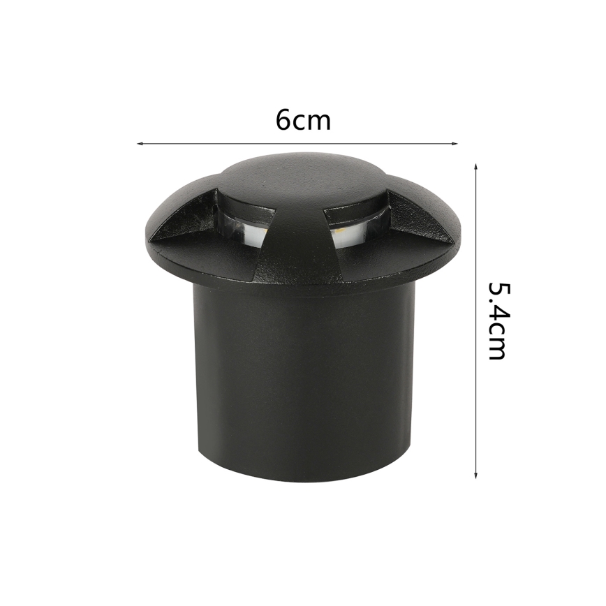 Brilagi - Luminaria empotrable exterior LED para tránsito vehicular GROUNDRAY LED/1W/230V negra IP67