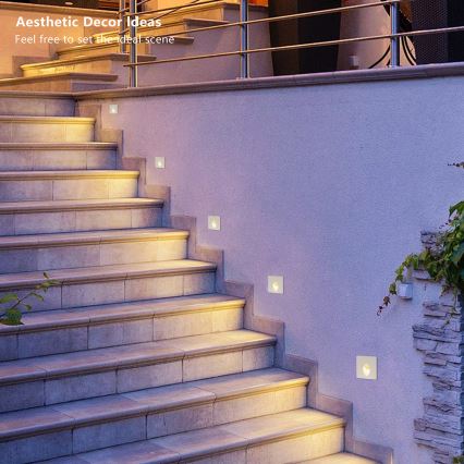Brilagi - Luminaria empotrable LED para exterior STAIRDOT LED/2W/230V blanca IP65 cuadrada