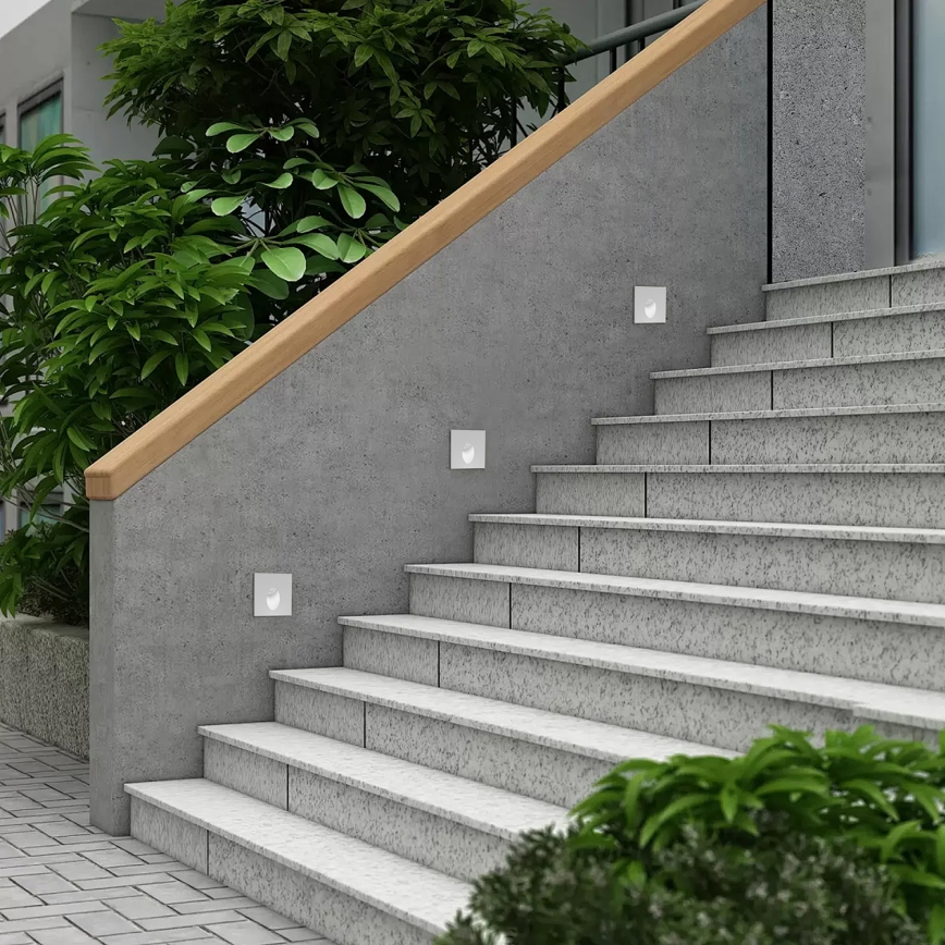 Brilagi - Luminaria empotrable LED para exterior STAIRDOT LED/2W/230V blanca IP65 cuadrada
