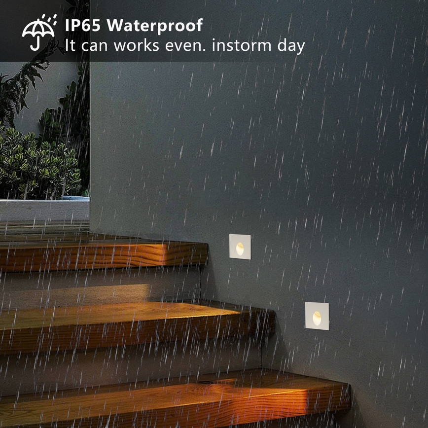 Brilagi - Luminaria empotrable LED para exterior STAIRDOT LED/2W/230V blanca IP65 cuadrada