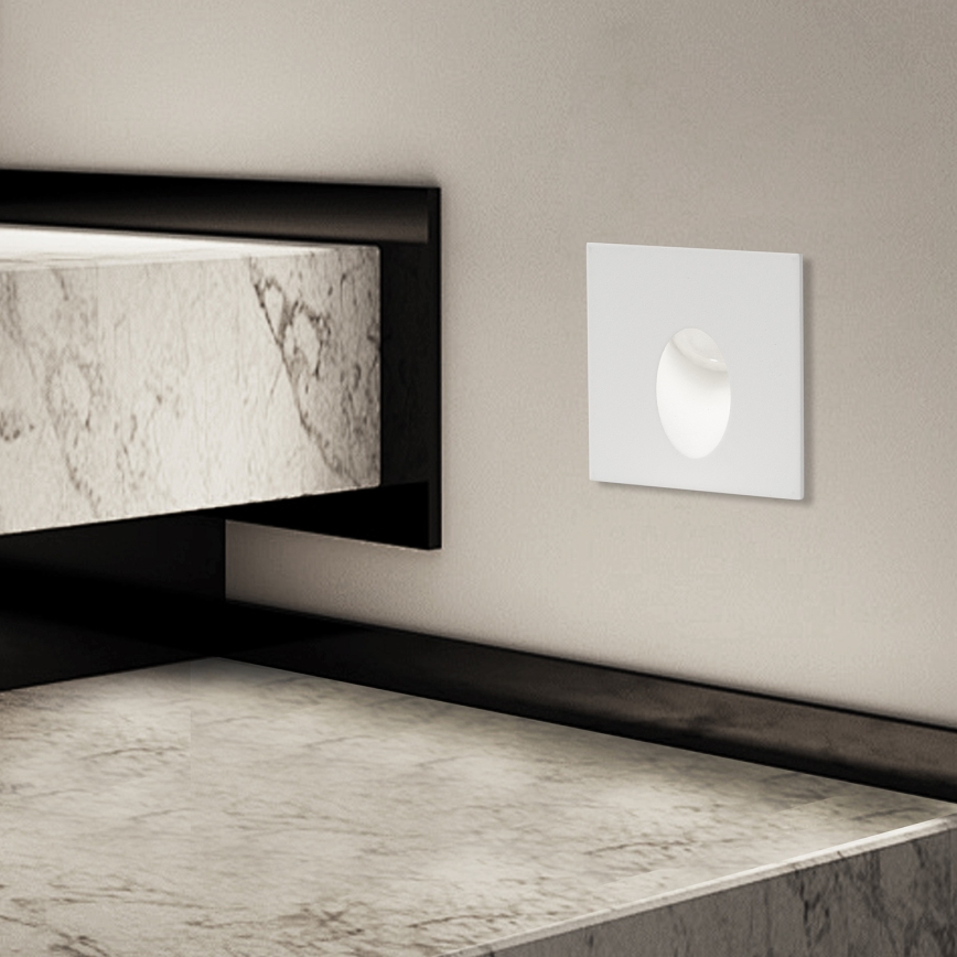 Brilagi - Luminaria empotrable LED para exterior STAIRDOT LED/2W/230V blanca IP65 cuadrada