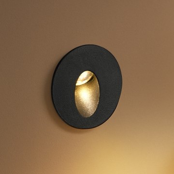 Brilagi - Luminaria empotrada de exterior LED STAIRDOT LED/2W/230V, negra, IP65, redonda