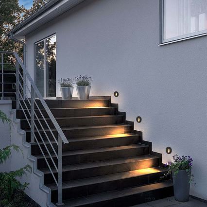 Brilagi - Luminaria empotrada de exterior LED STAIRDOT LED/2W/230V, negra, IP65, redonda